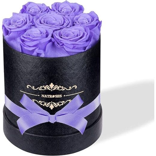 NATROSES Light Purple 7 Piece Preserved Roses